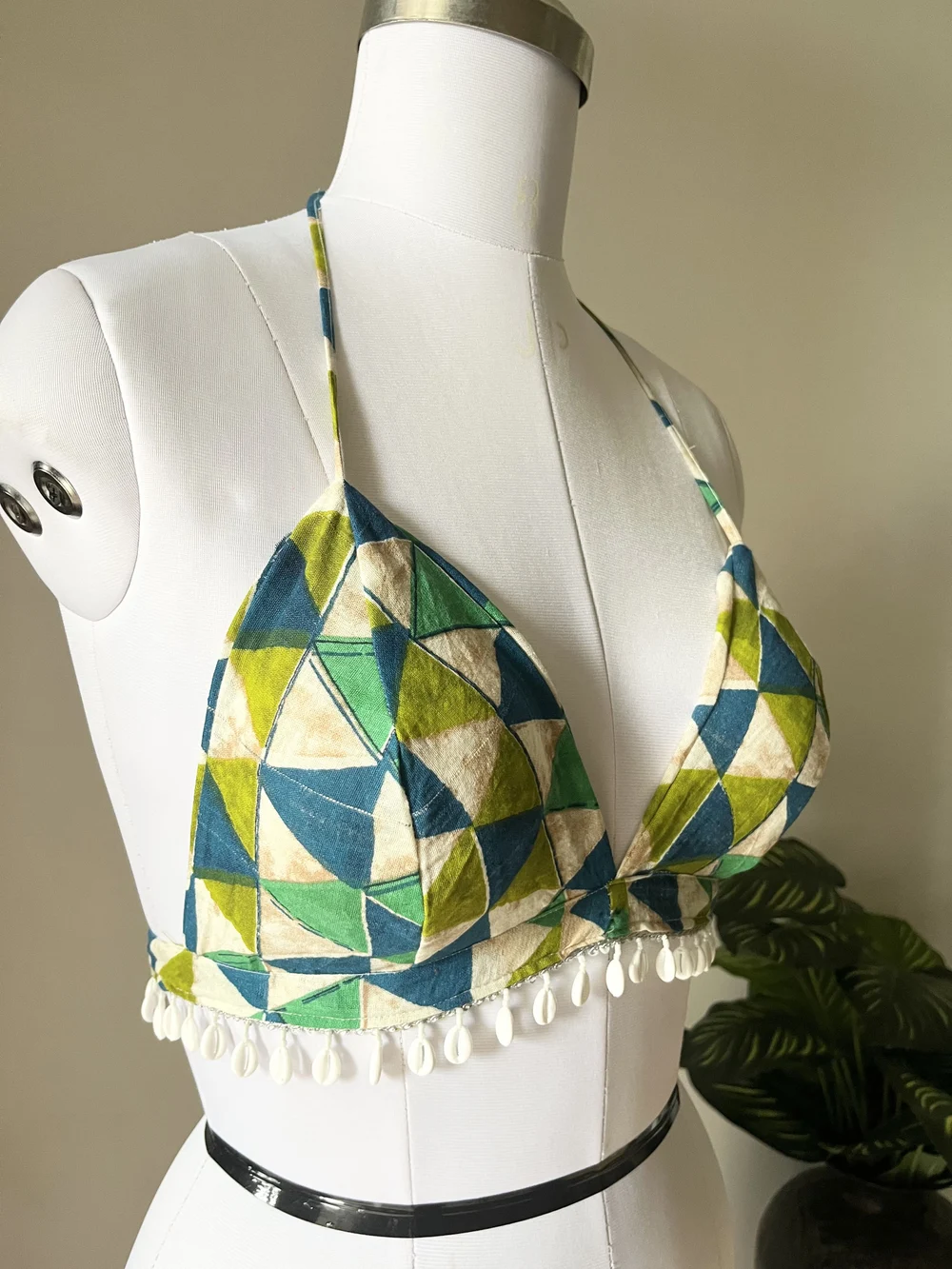 Aztec print halter-neck brallet top 
