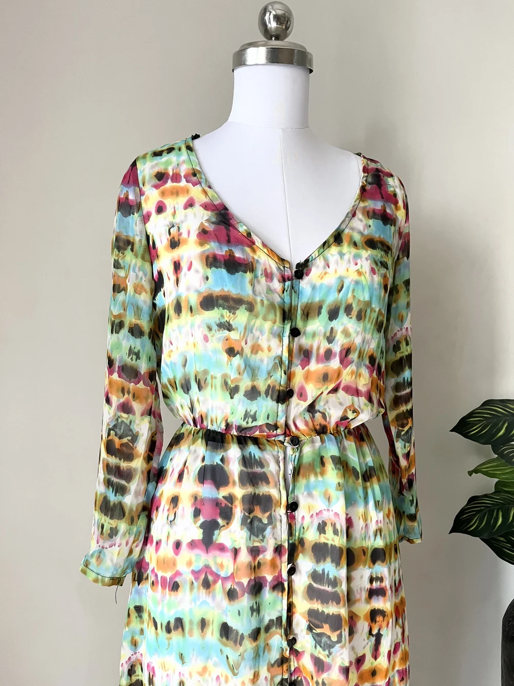 Multicolored Semi-Sheer maxi dress 