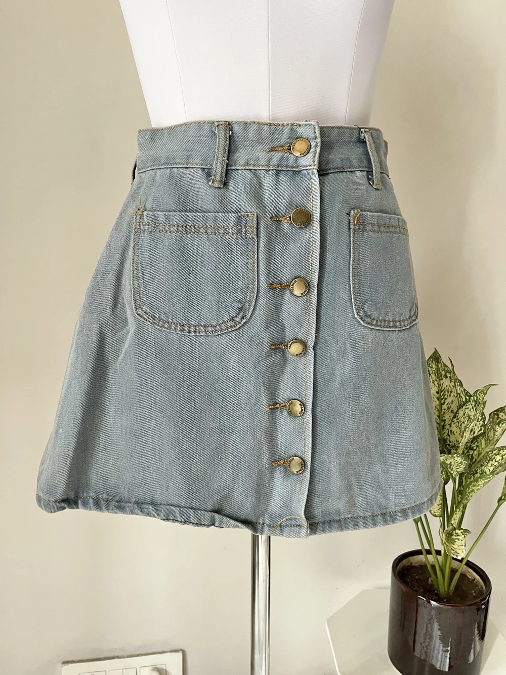A-line button down skirt