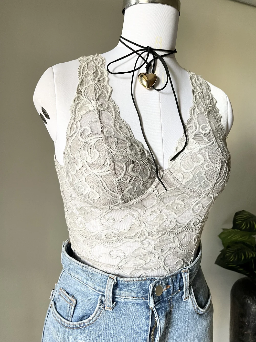 Grey lace top