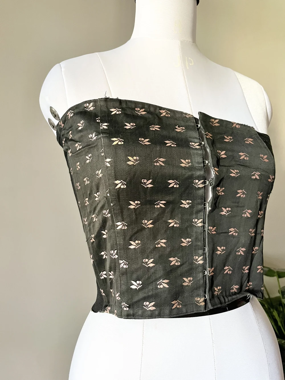 Black printed corset top