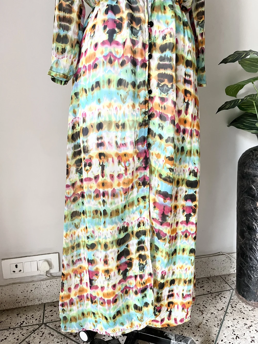Multicolored Semi-Sheer maxi dress 