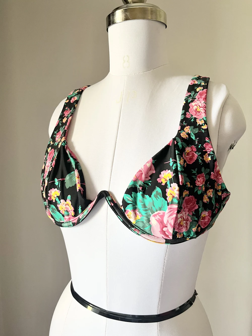 Black floral Bikini top