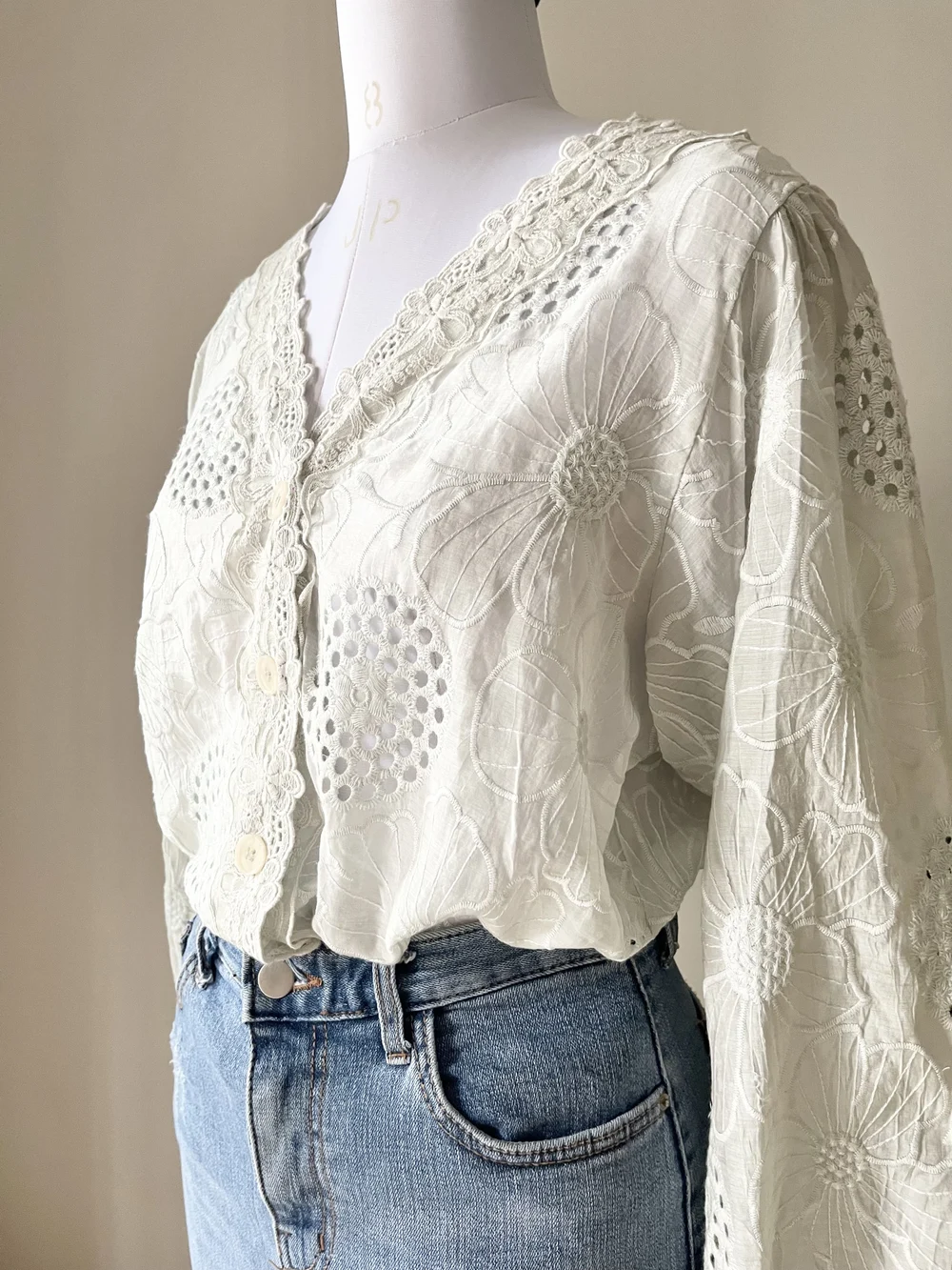 Schiffli lace shirt 