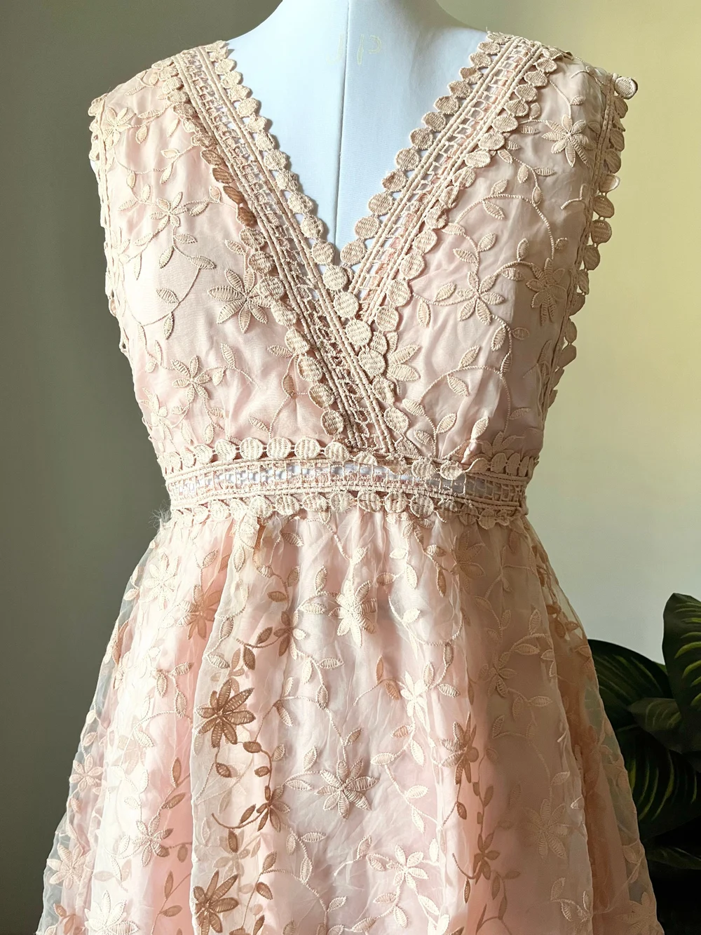 flower net Peach dress