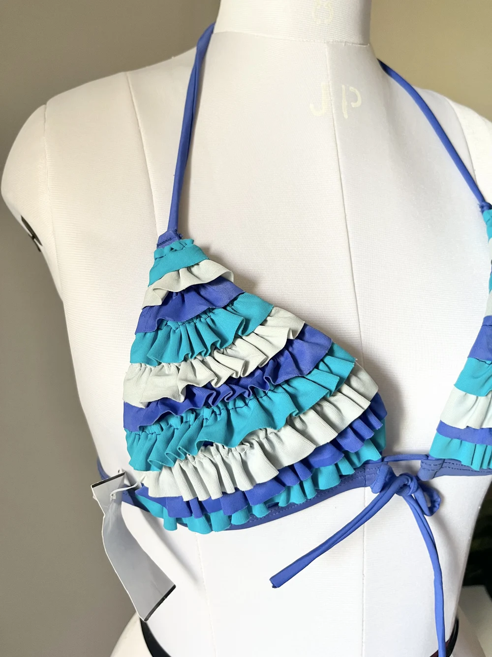 Blue Tiered Bikini top 