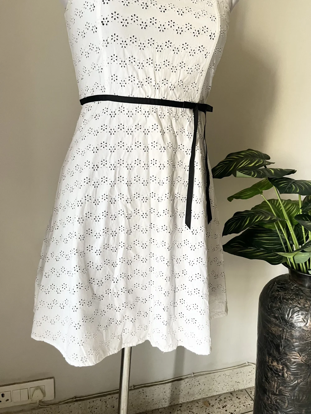 White schiffle dress