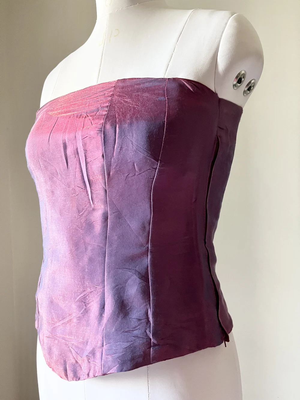 Purple satin corset top