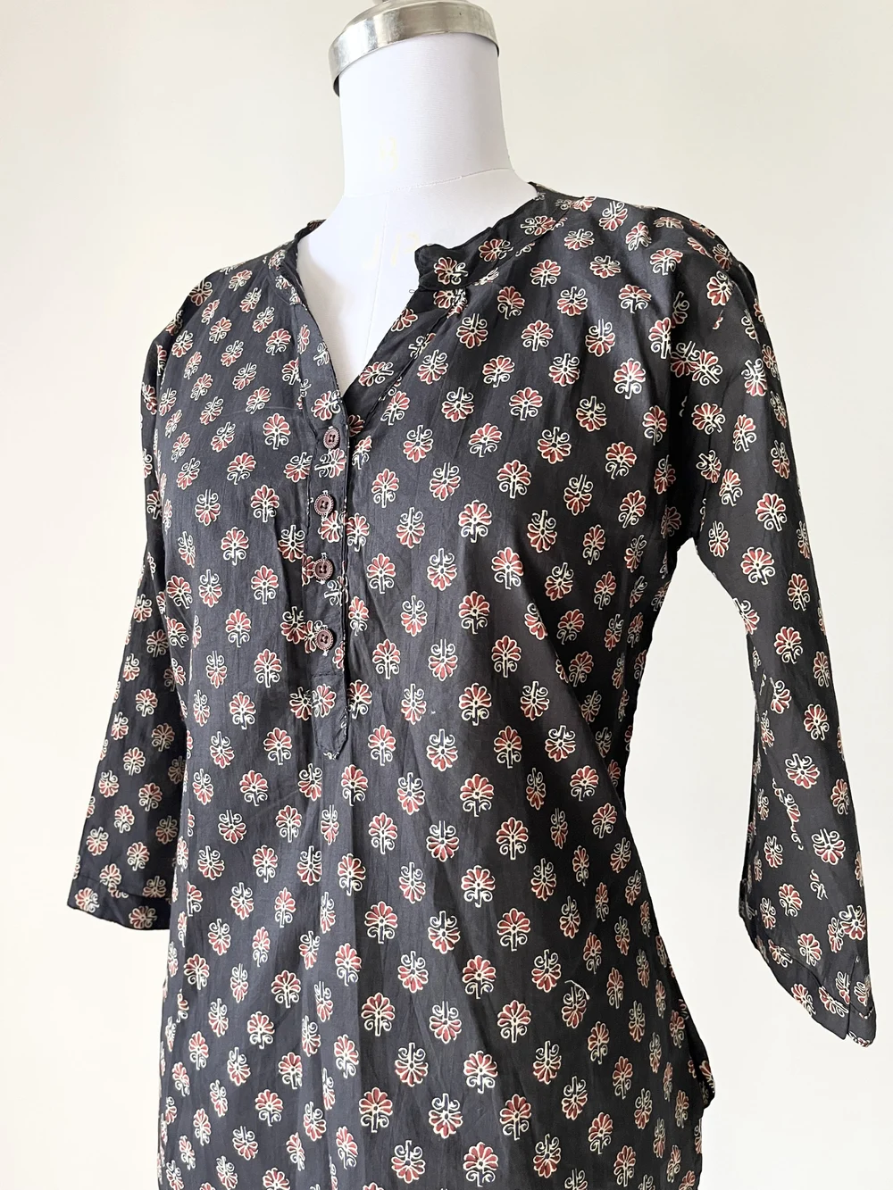 Printed black short kurti