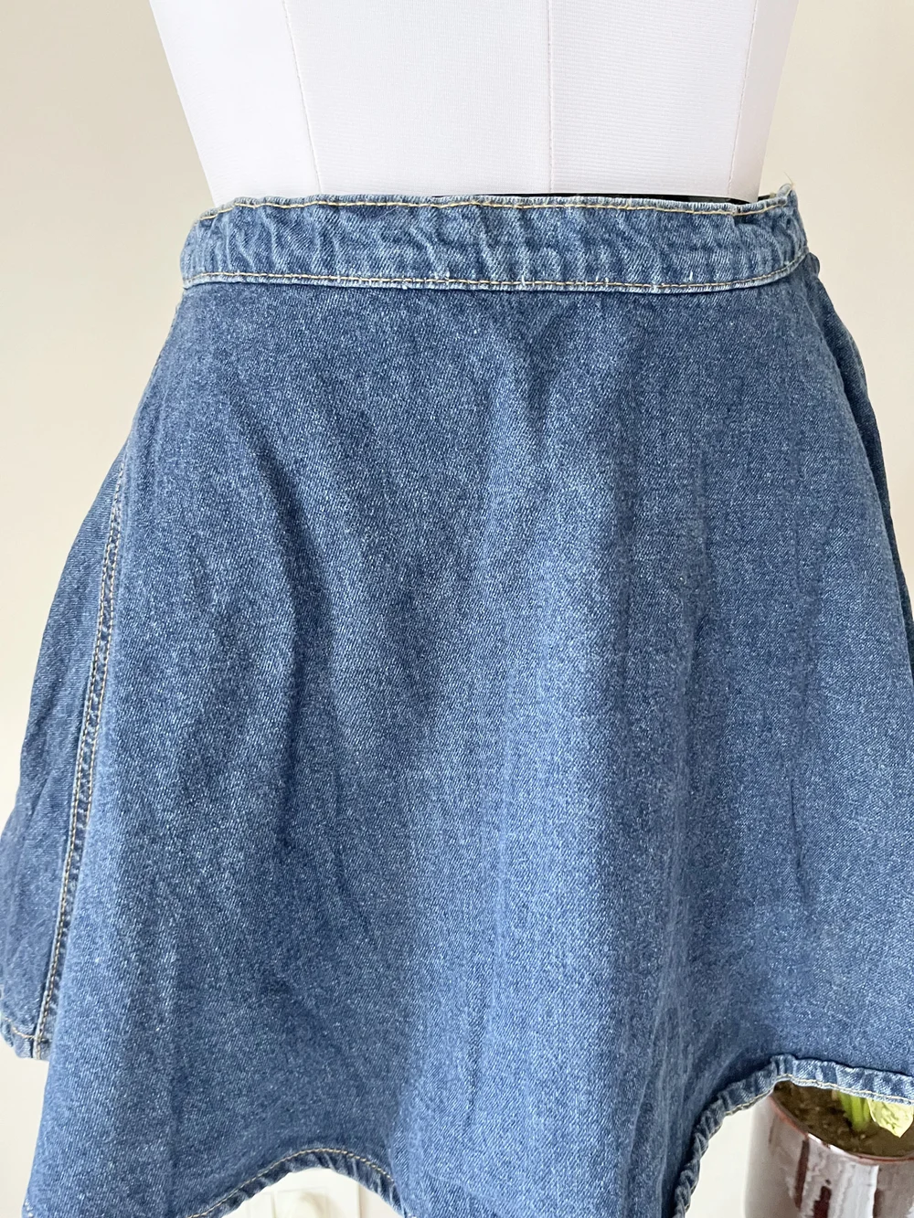 Blue skater denim skirt 