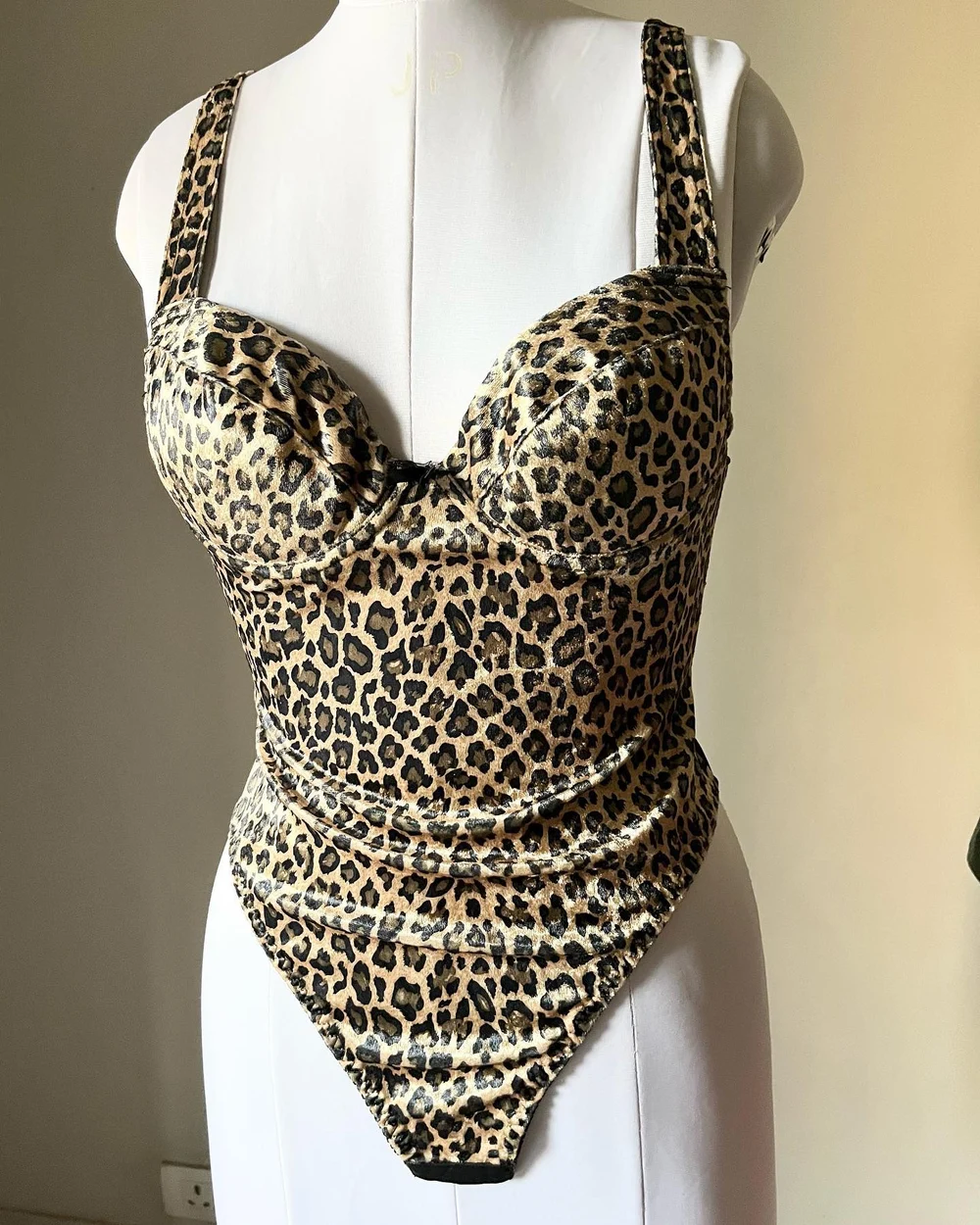 Animal print padded corset style bodysuit 