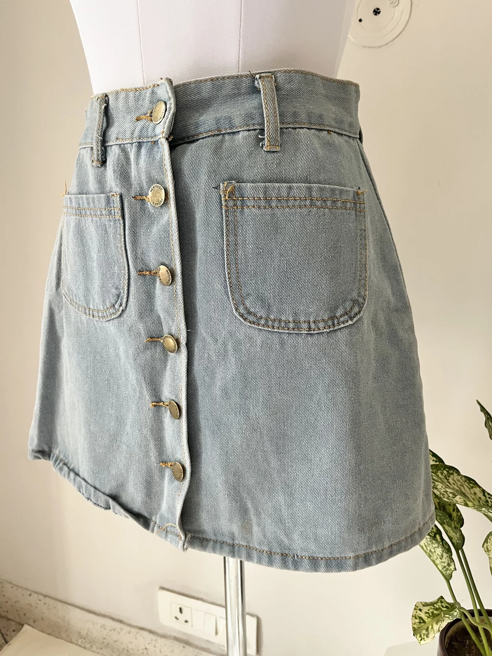 A-line button down skirt