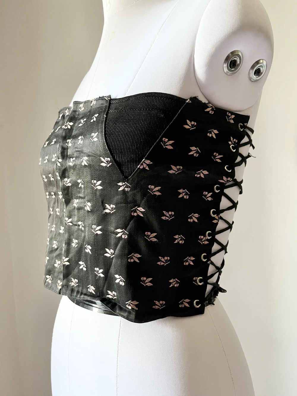 Black printed corset top