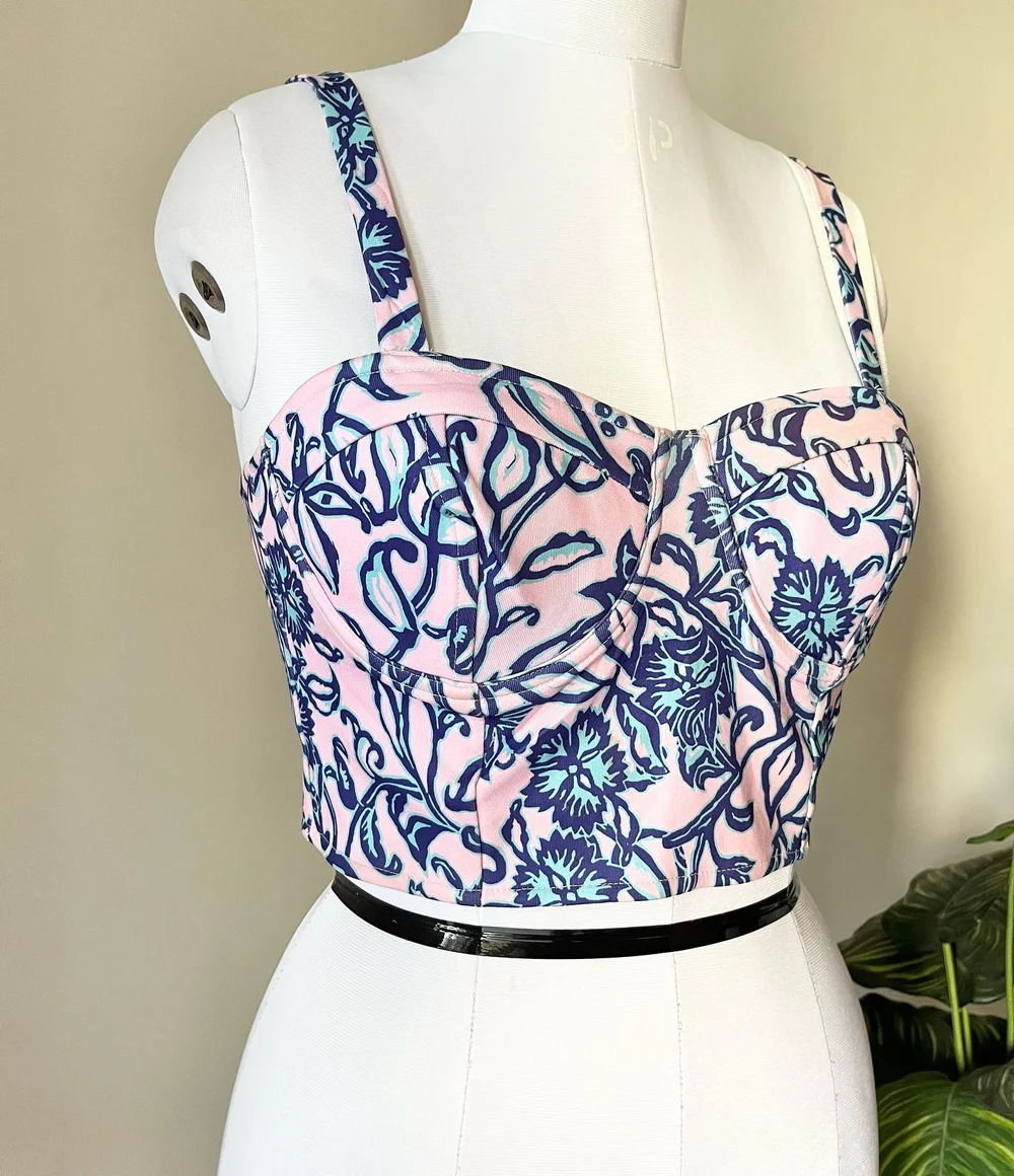 Printed padded bustier top 