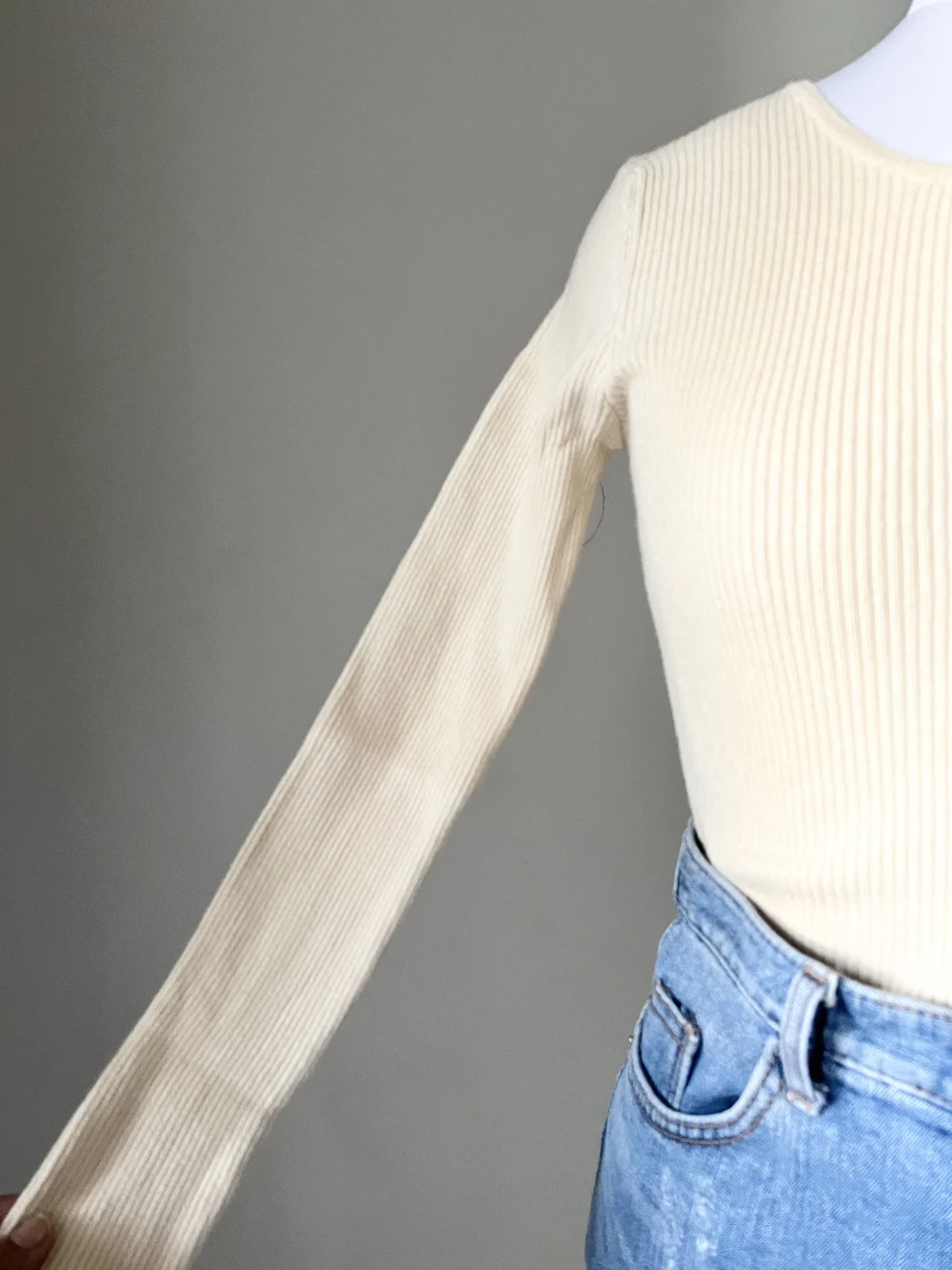 Beige one shoulder style top 