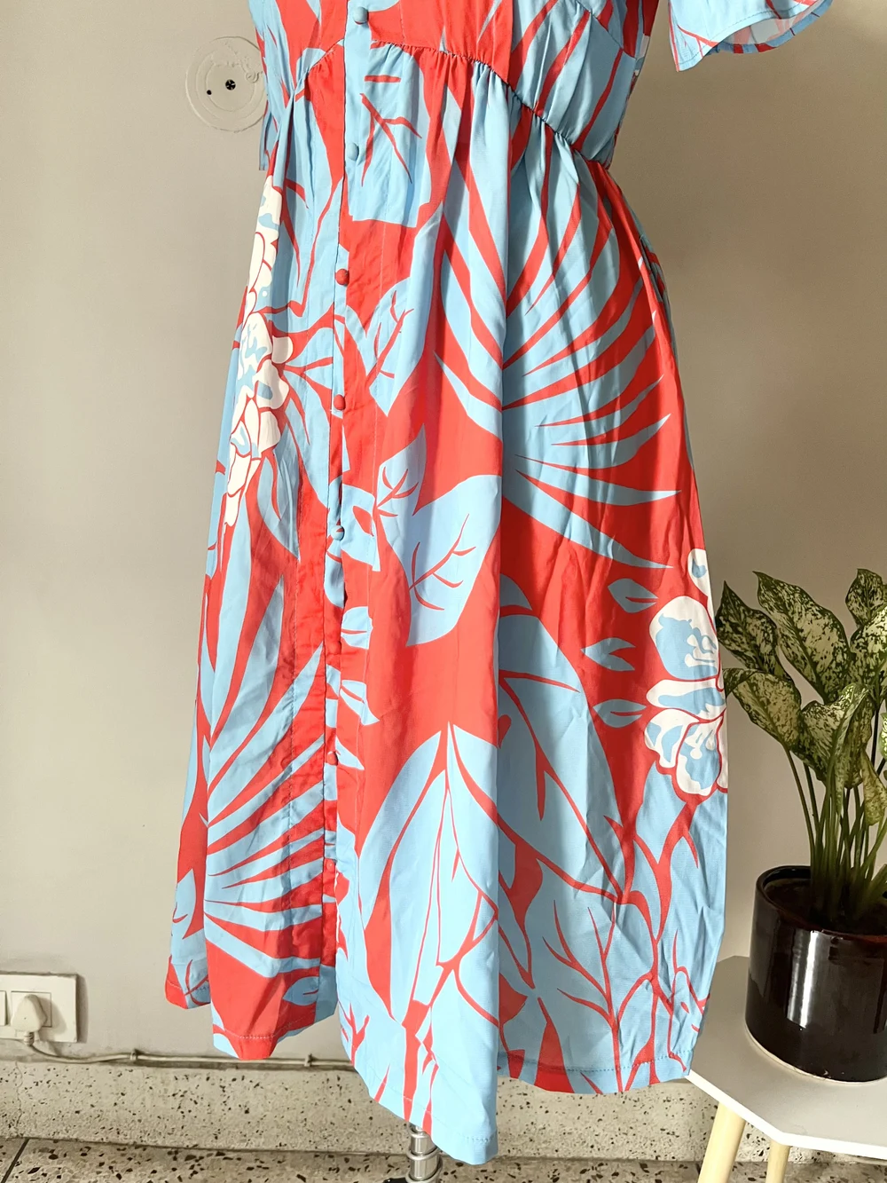 Blue floral printed dress