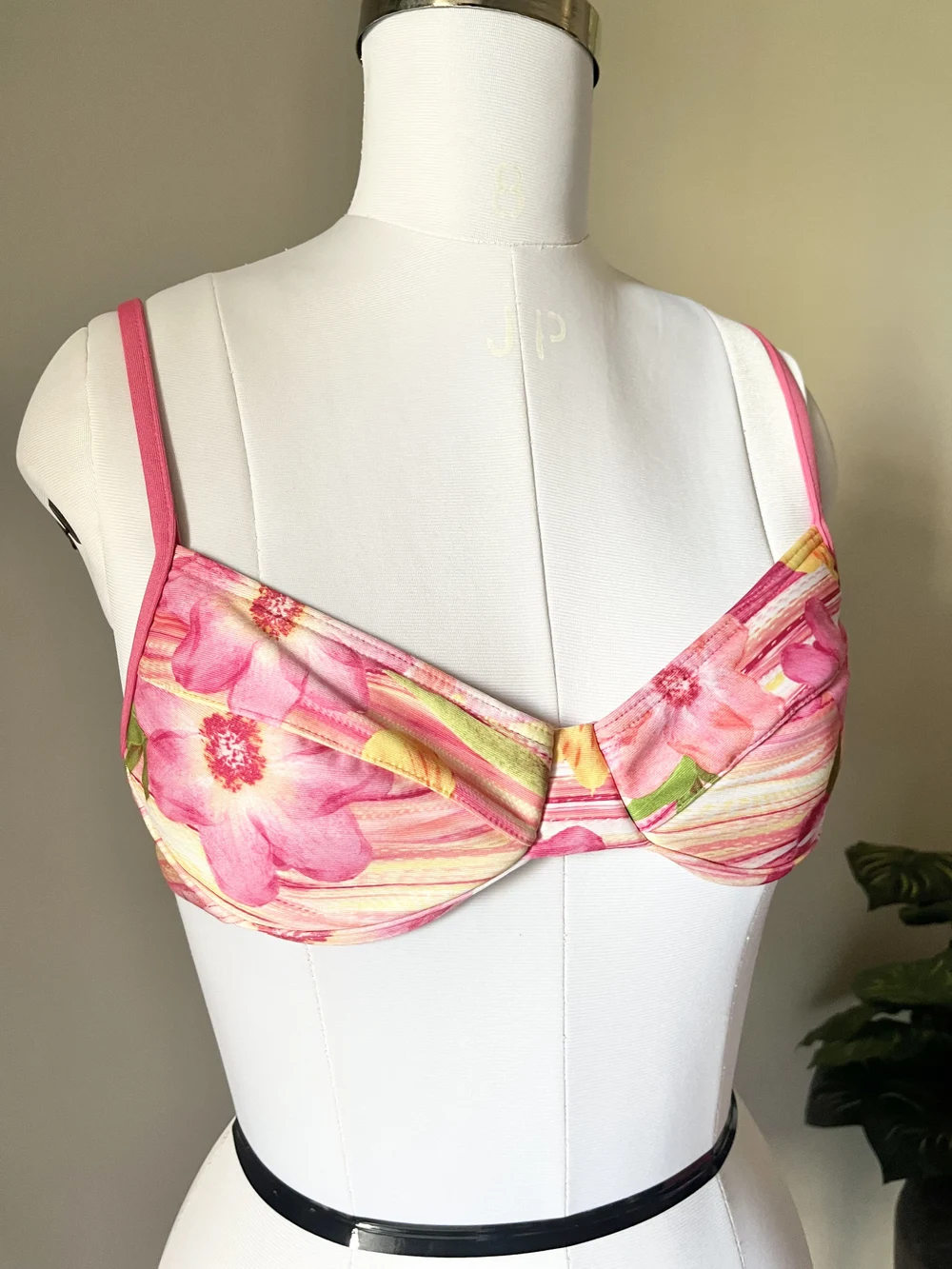 Pink Floral Printed bikini top 