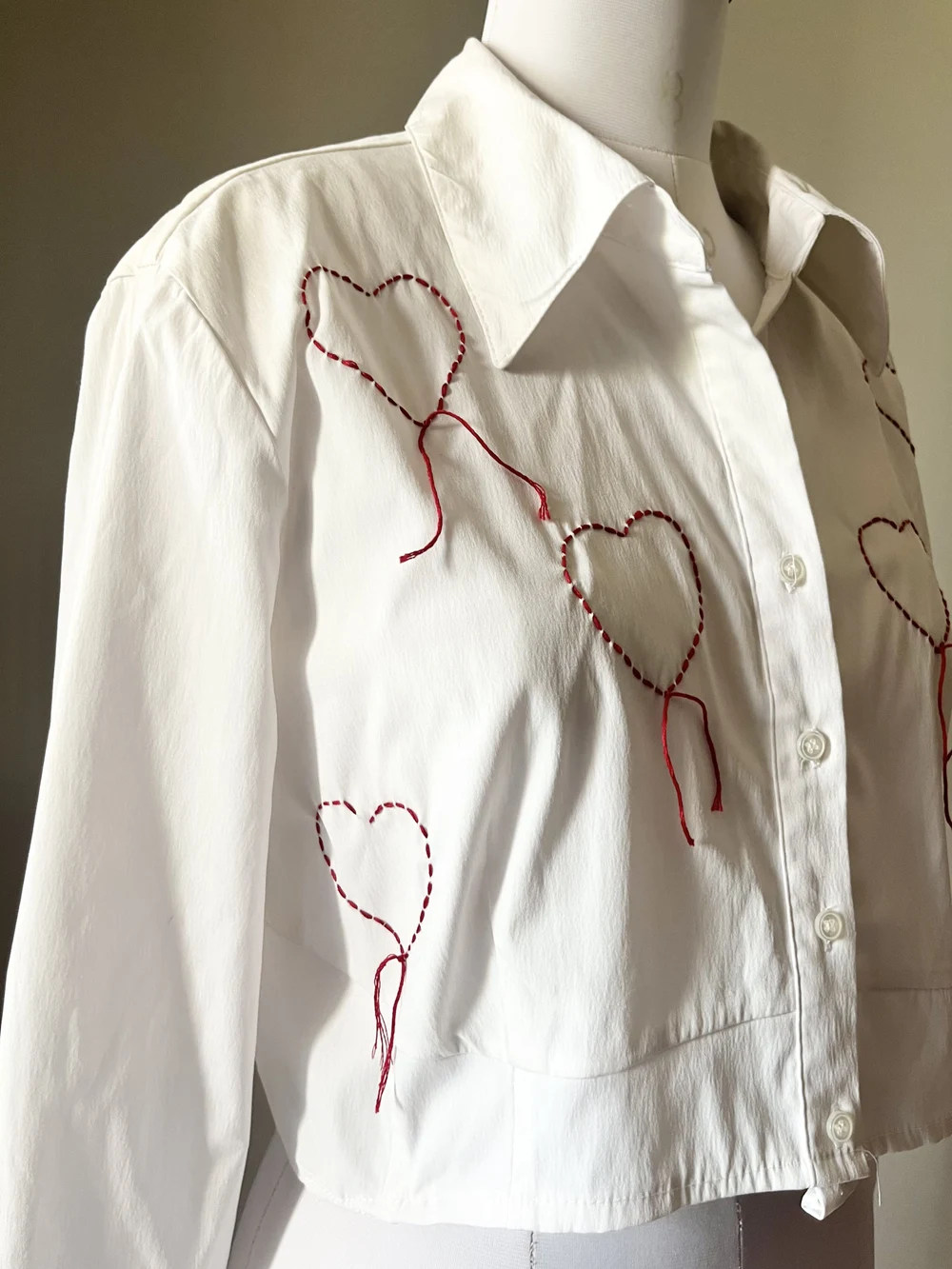 Hand Embroidered heart shirt 