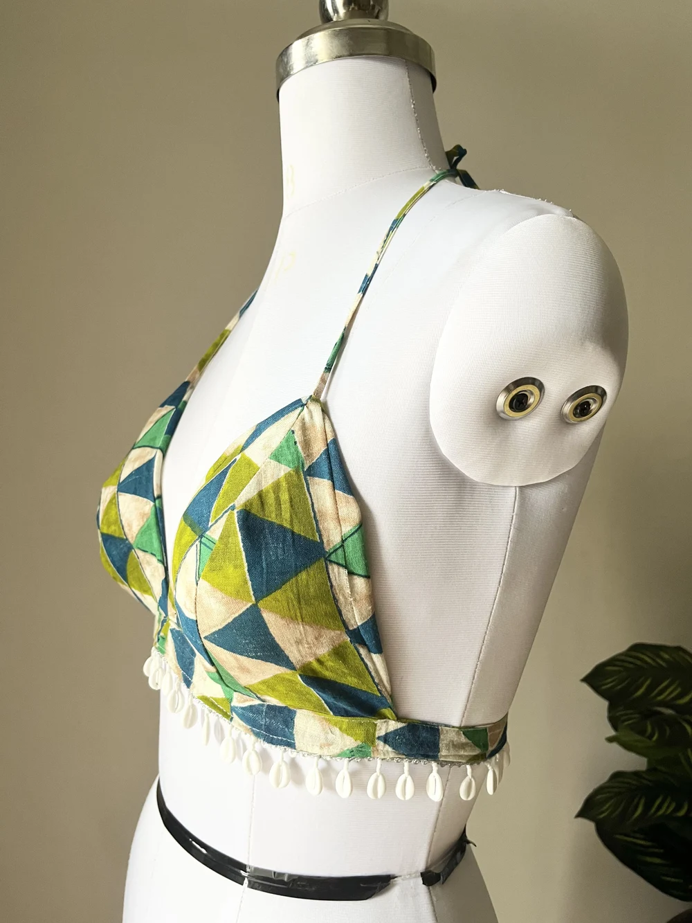 Aztec print halter-neck brallet top 