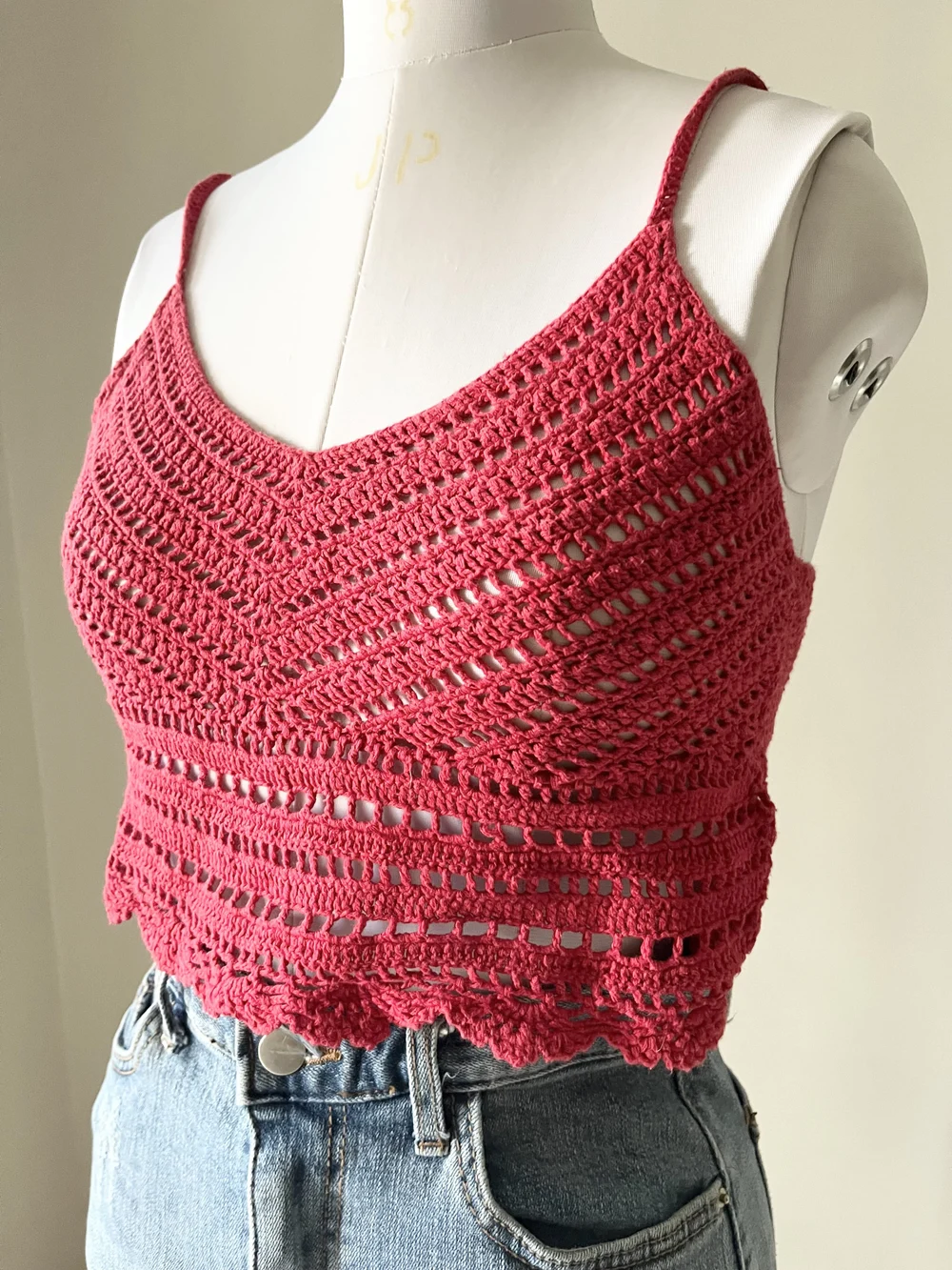 Red crochet top 
