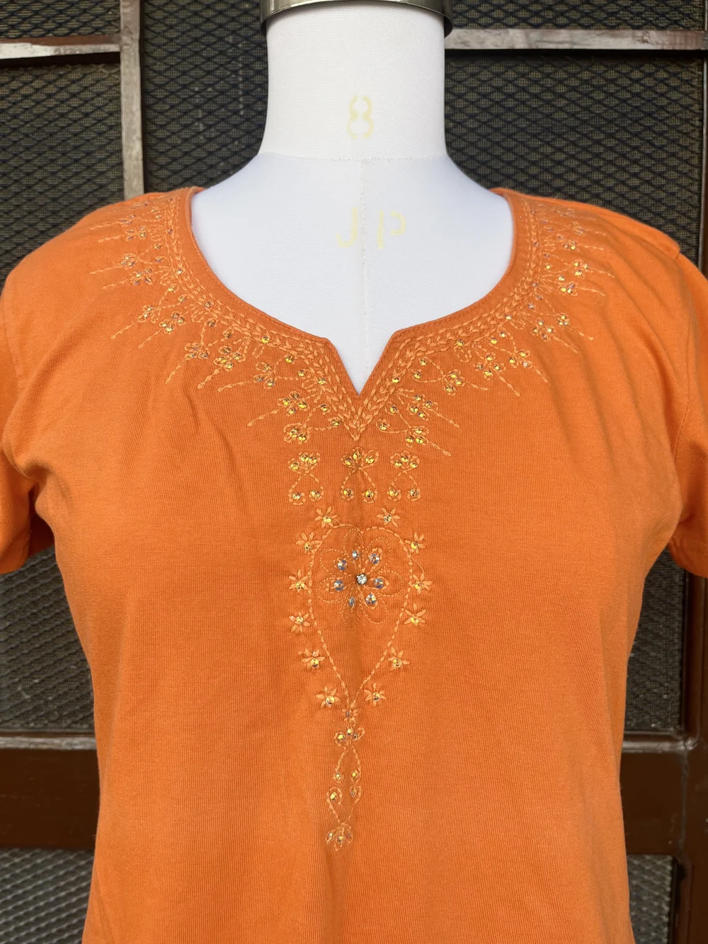 Orange embellished kurti