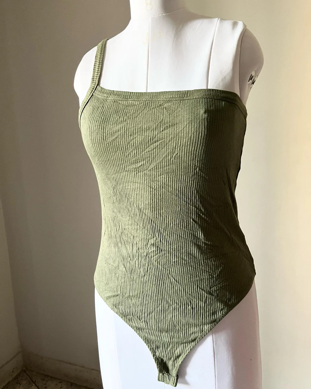 Olive one-shoulder bodysuit 