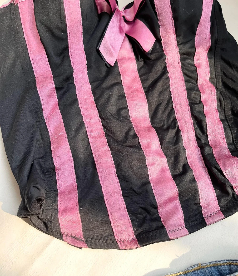 Pink & black corset 