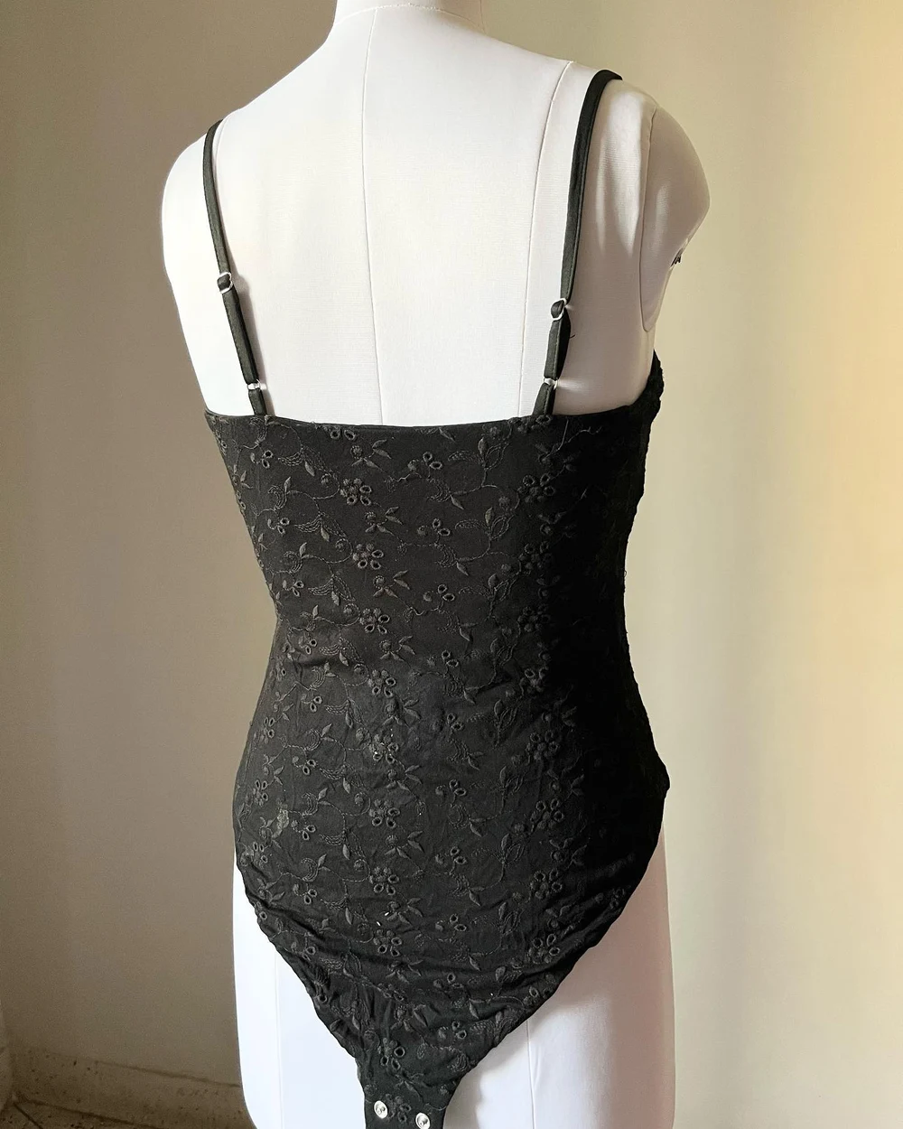Embroidered black bodysuit 