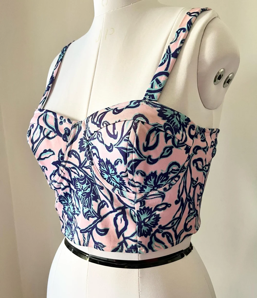 Printed padded bustier top 