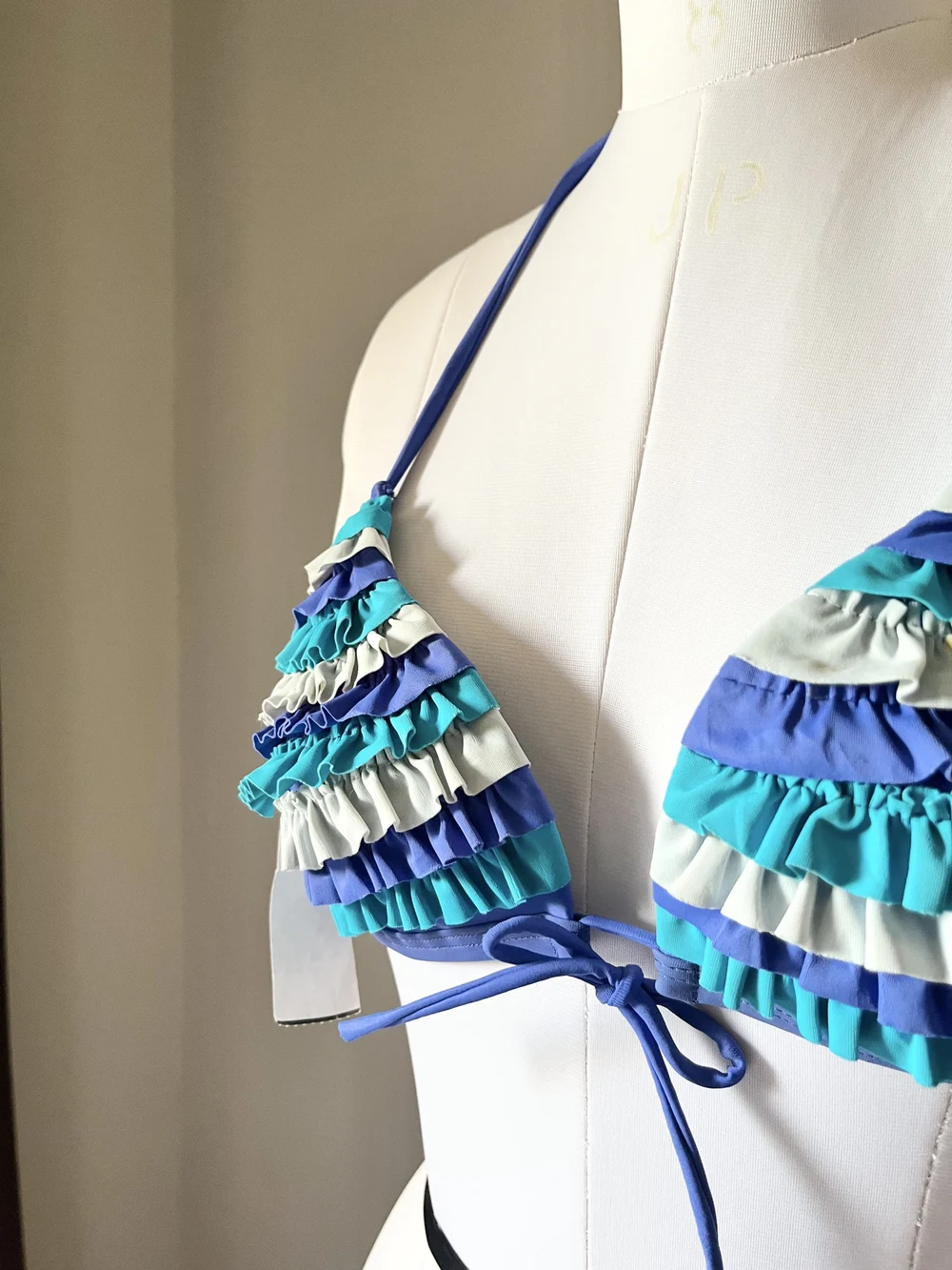 Blue Tiered Bikini top 