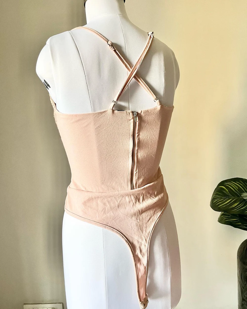 Deep v-neck lace bodysuit 