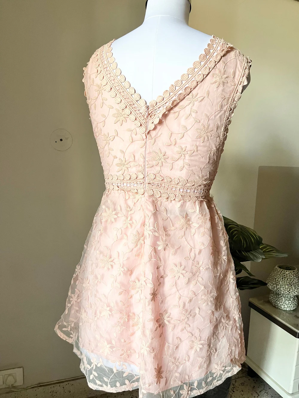 flower net Peach dress