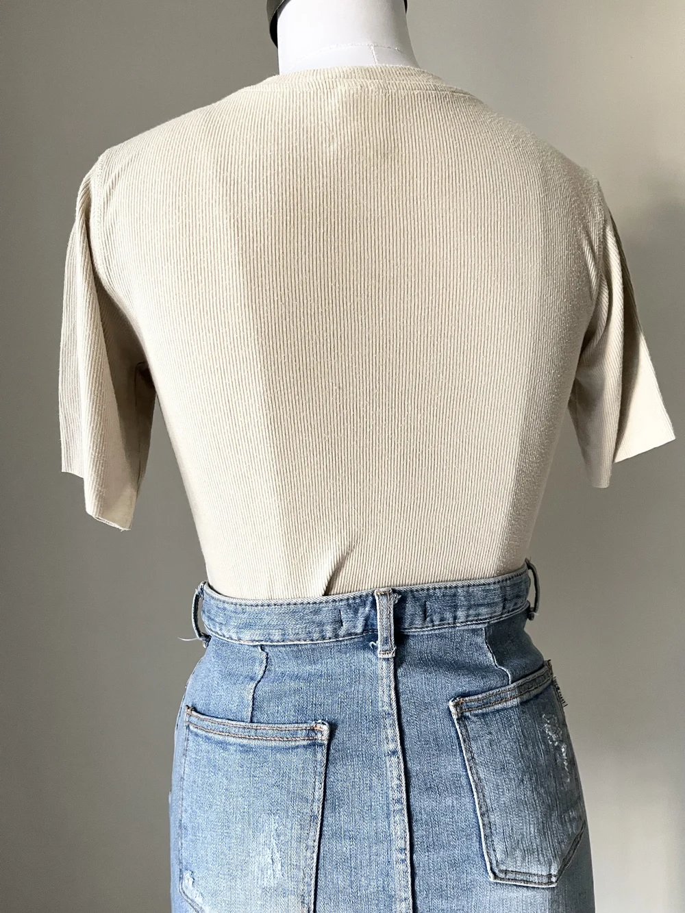 Light beige rib top 