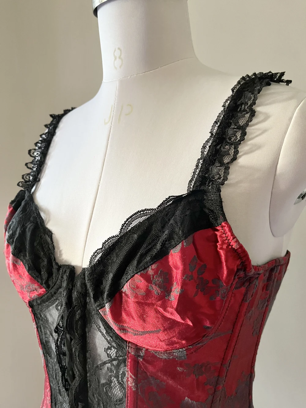 Red hot lace corset top