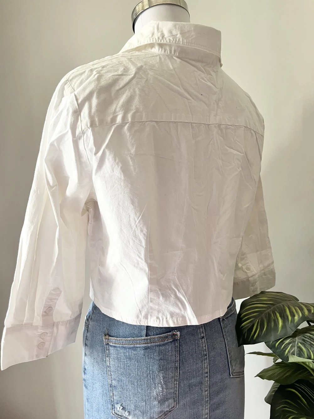 White boxy crop shirt 