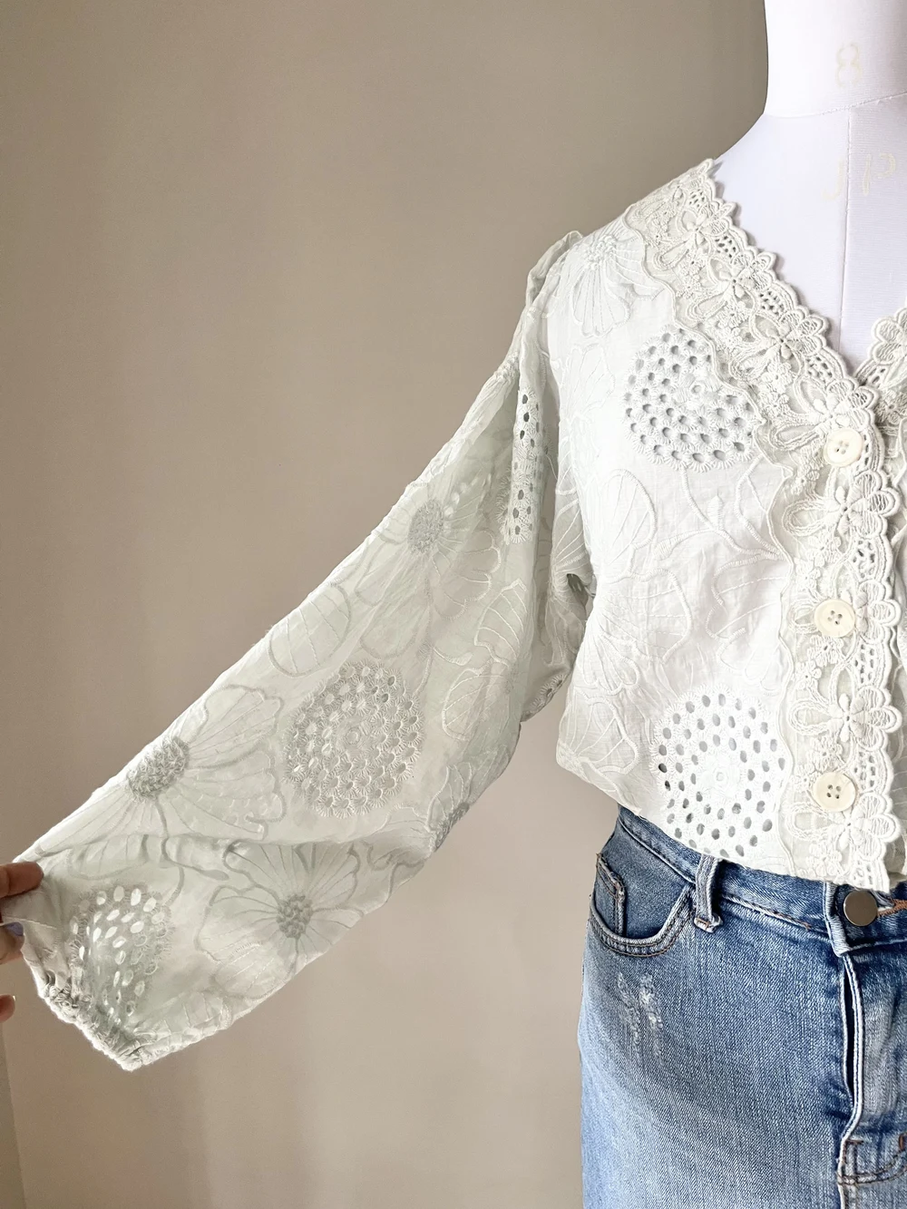 Schiffli lace shirt 