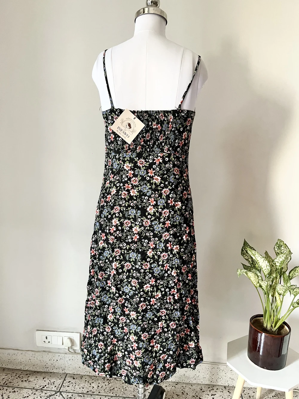 Black floral printed dress 