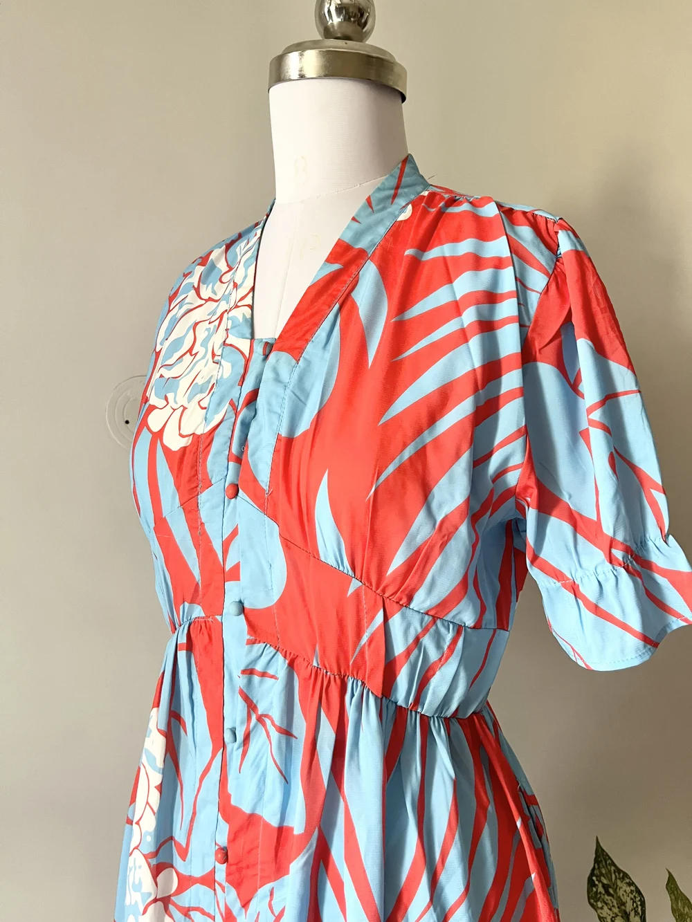 Blue floral printed dress