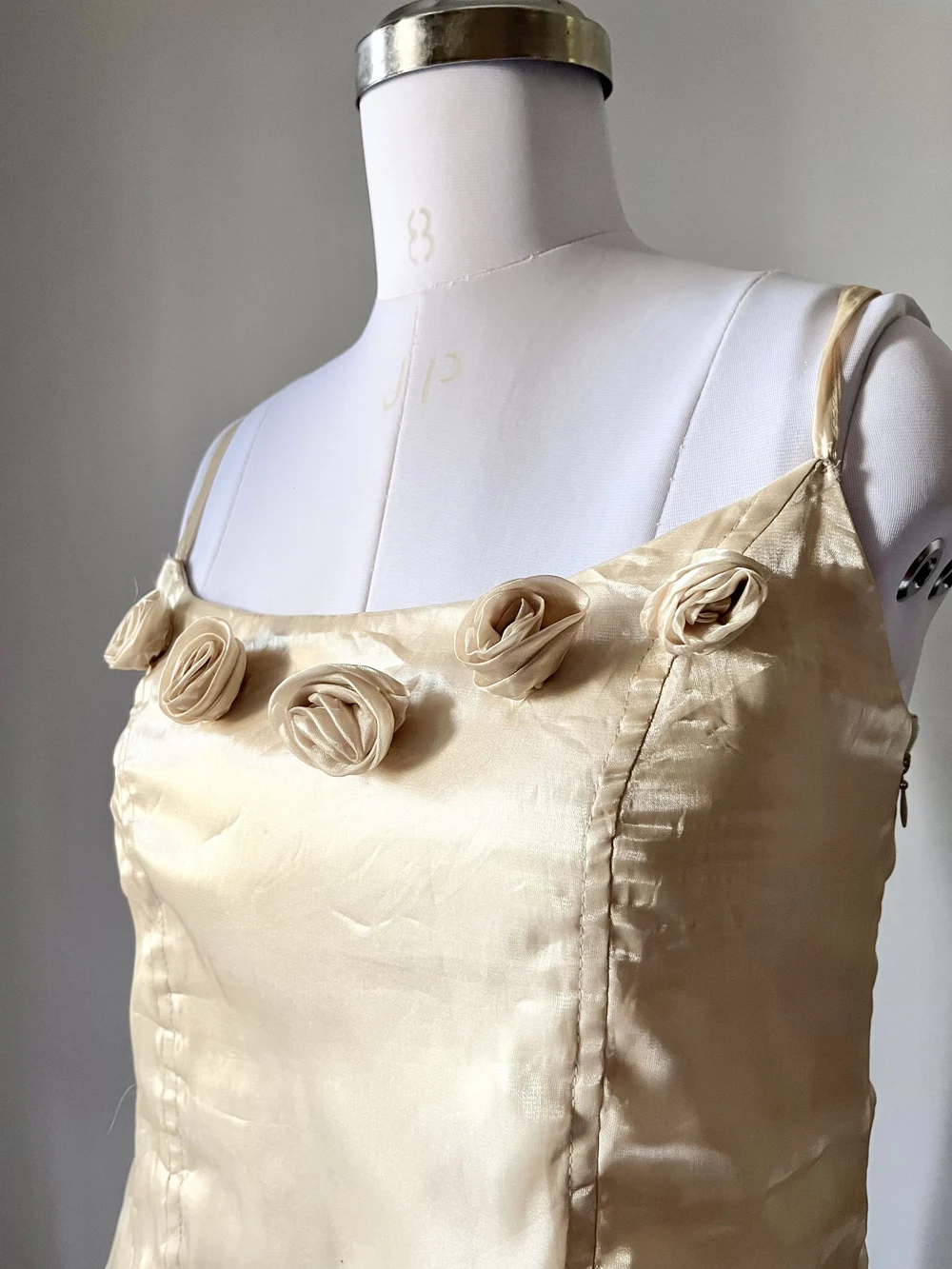 Beige applique flower corset top
