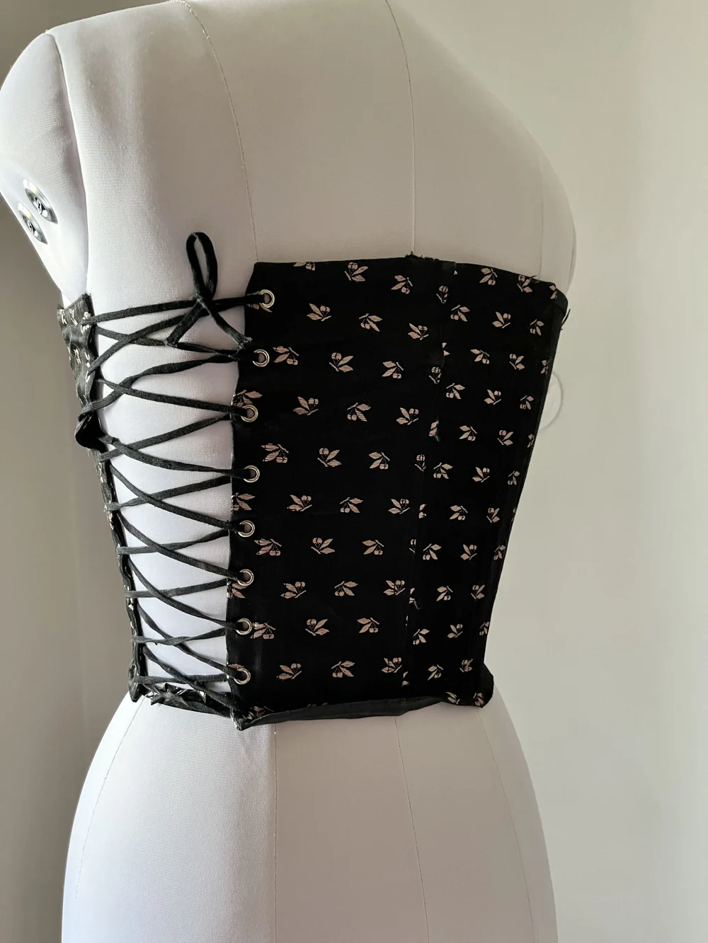 Black printed corset top