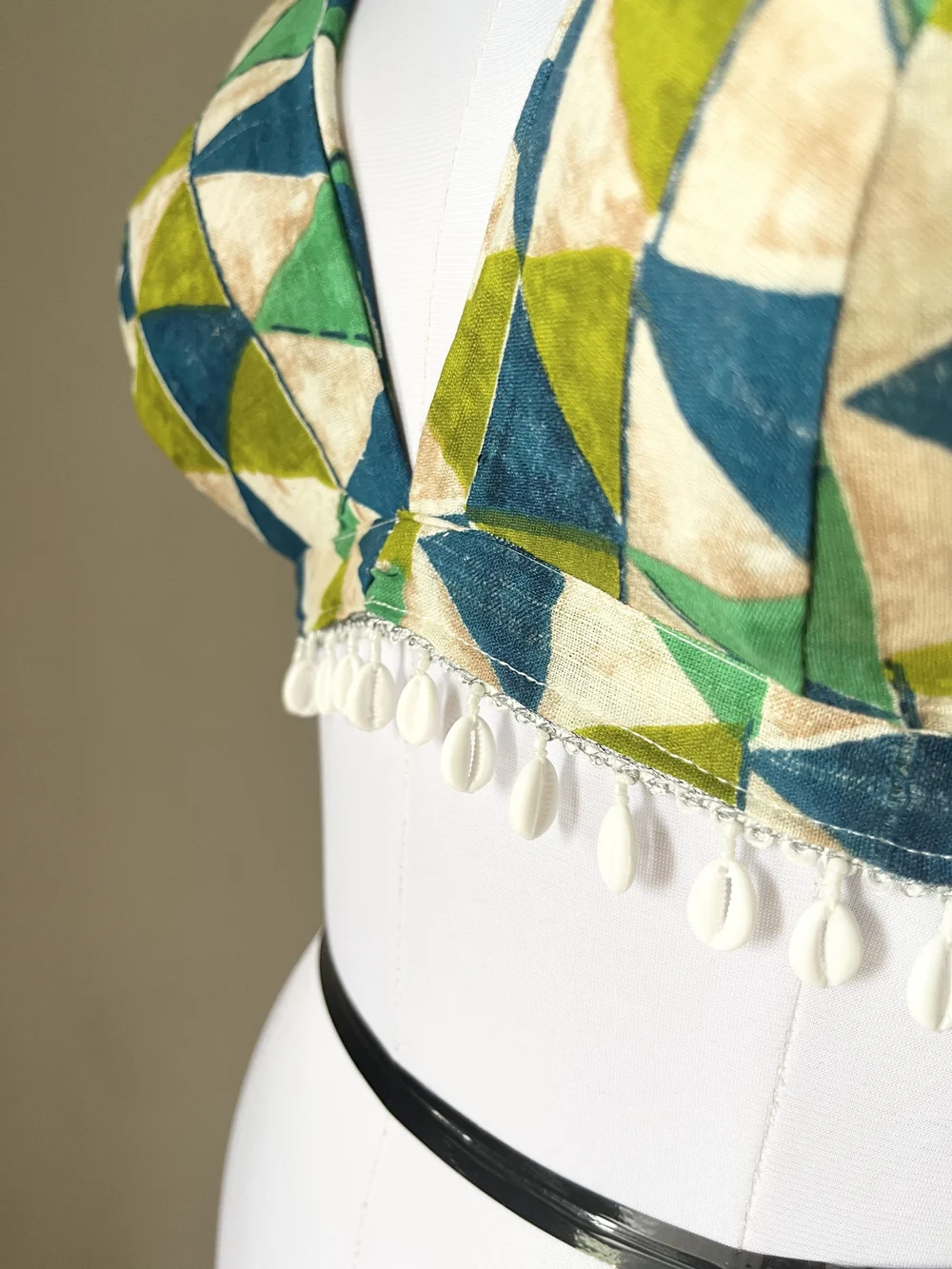 Aztec print halter-neck brallet top 