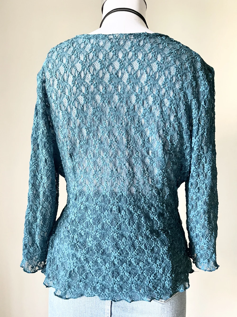 Teal blue wrap asymmetric top 