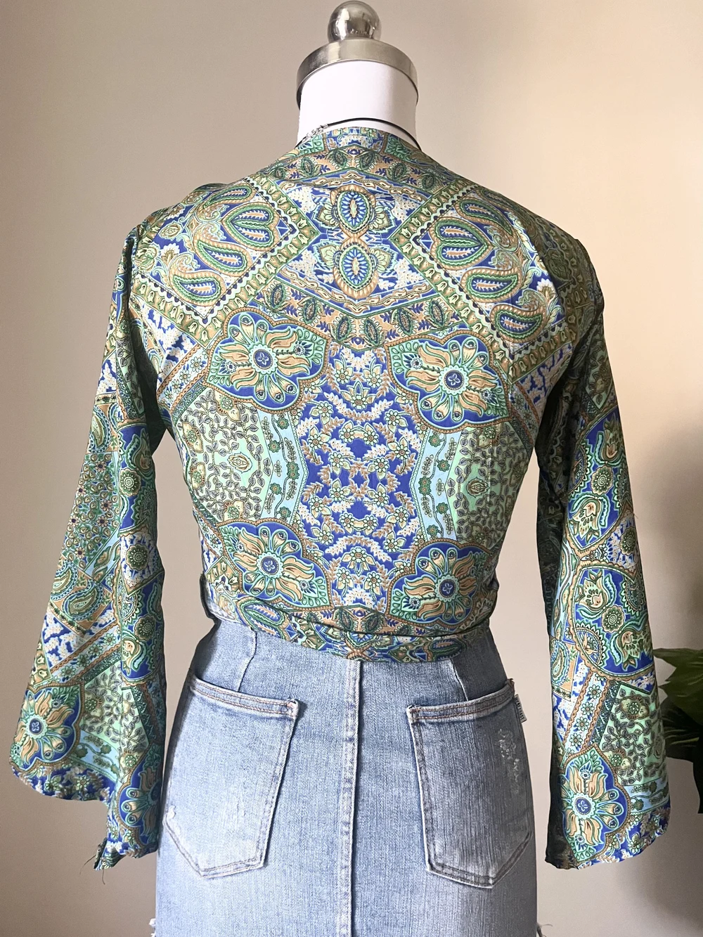 Paisley green wrap top 