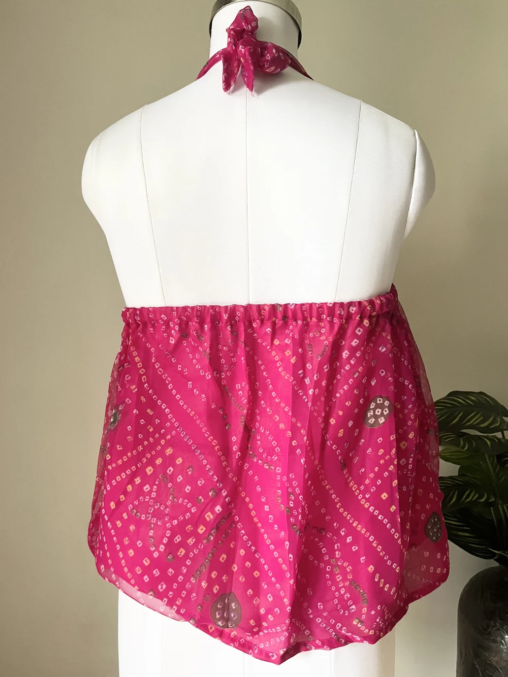 Pink batik print halter top