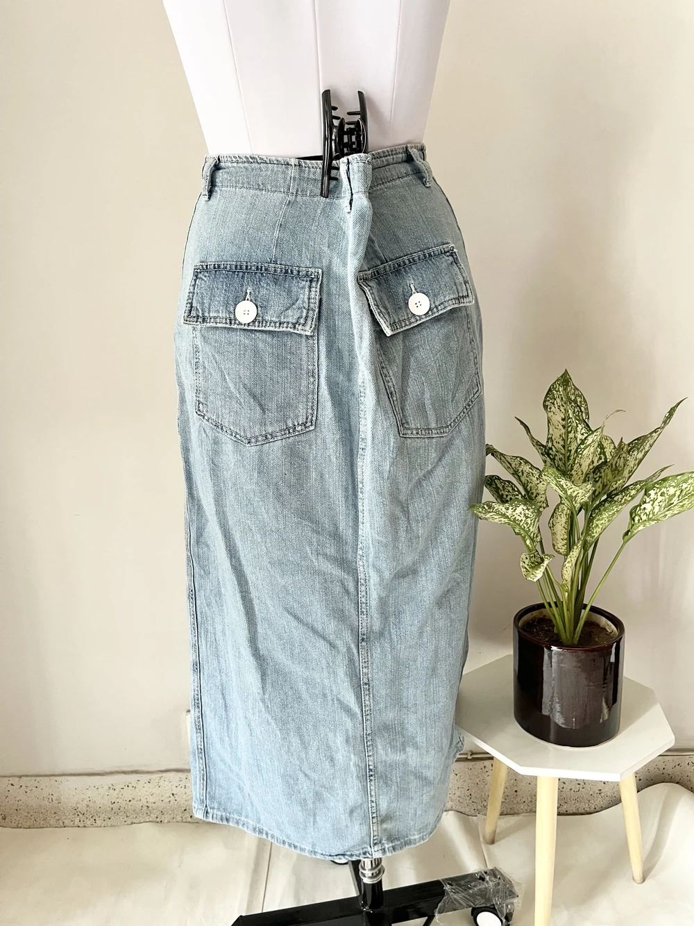 Blue maxi denim skirt 