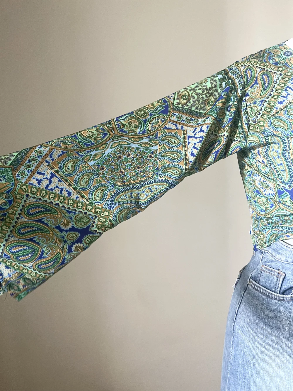 Paisley green wrap top 