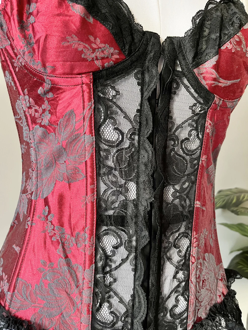 Red hot lace corset top