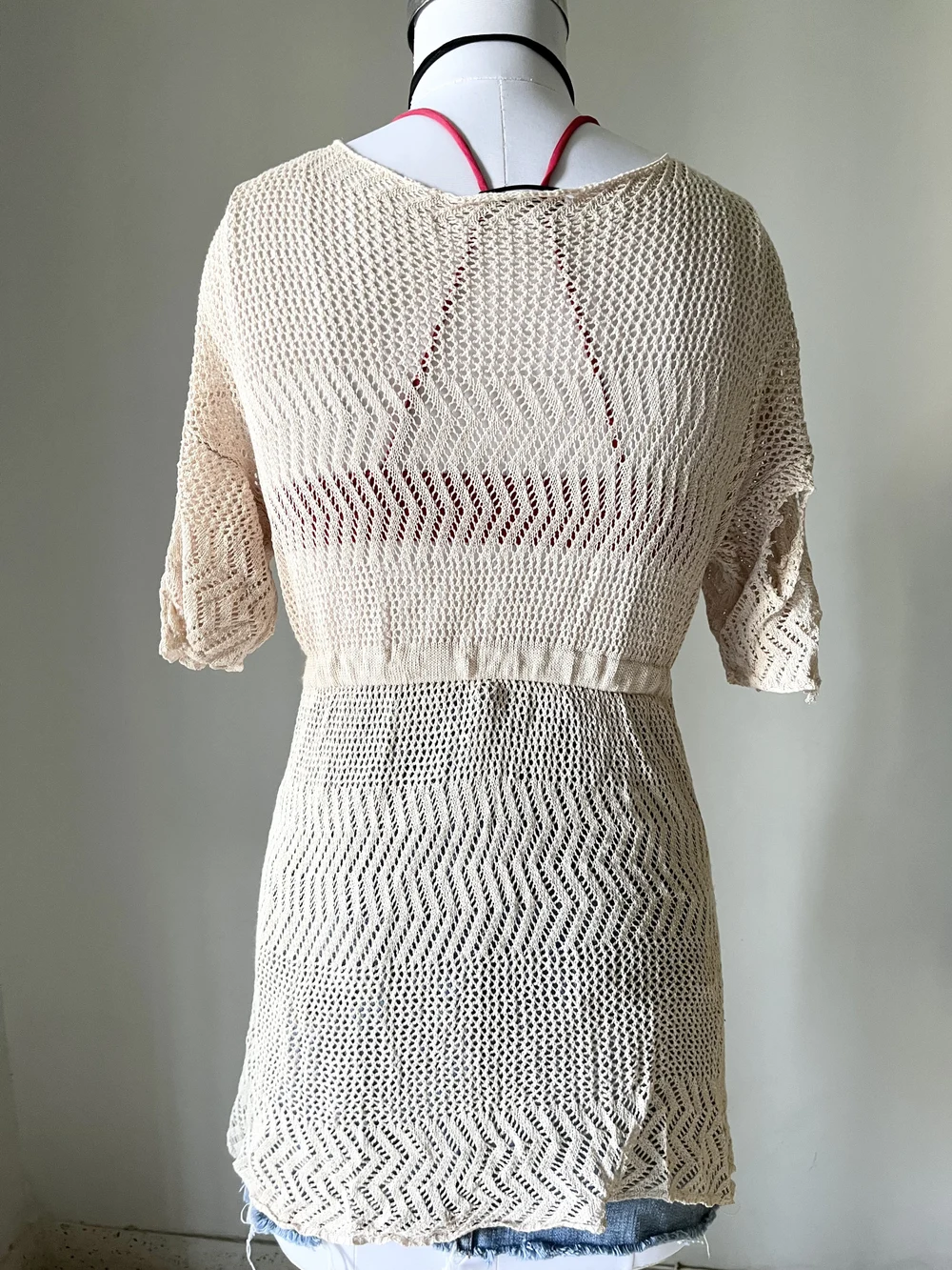 Beige crochet shrug
