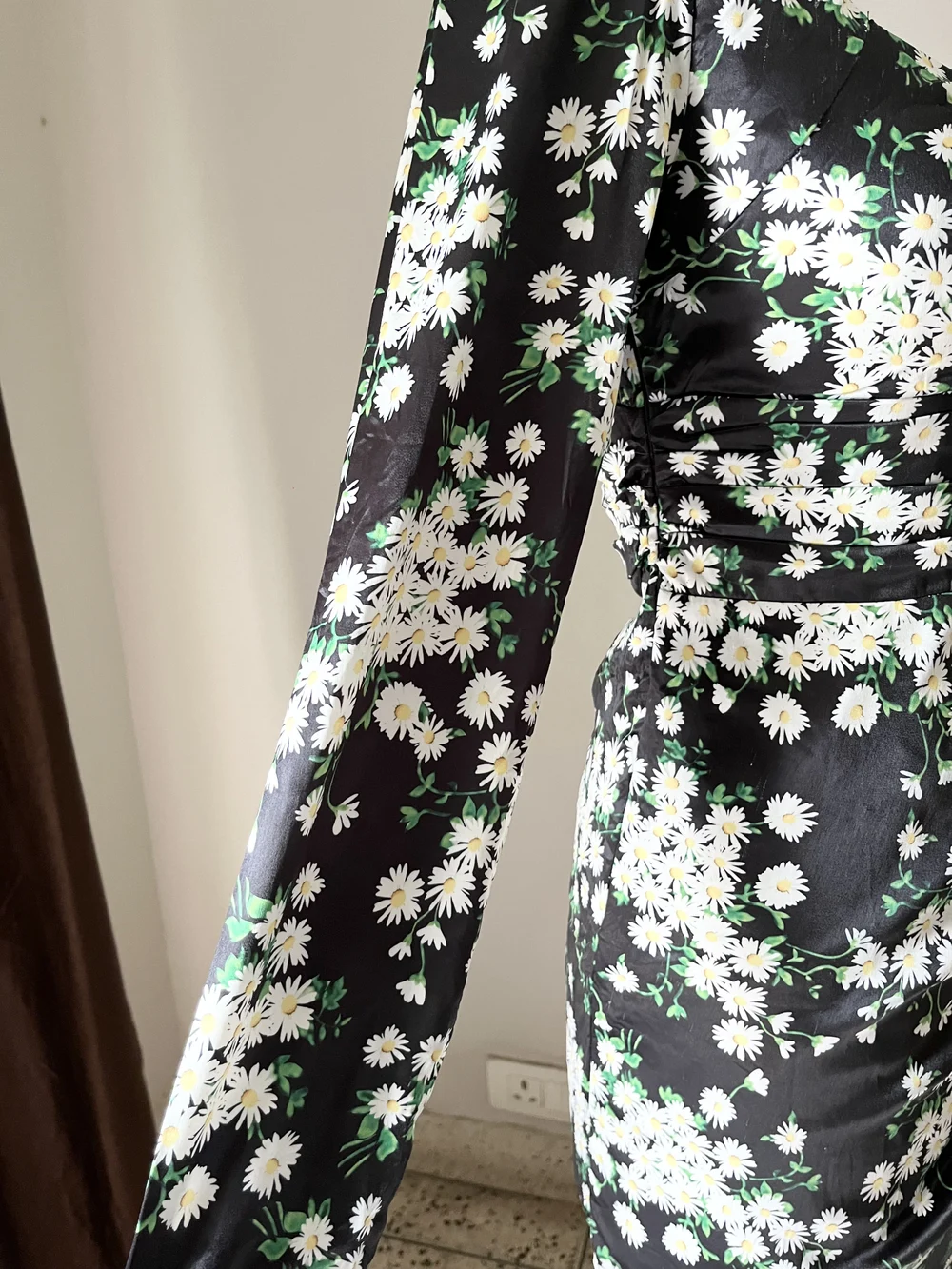 Floral Drawstring padded dress 