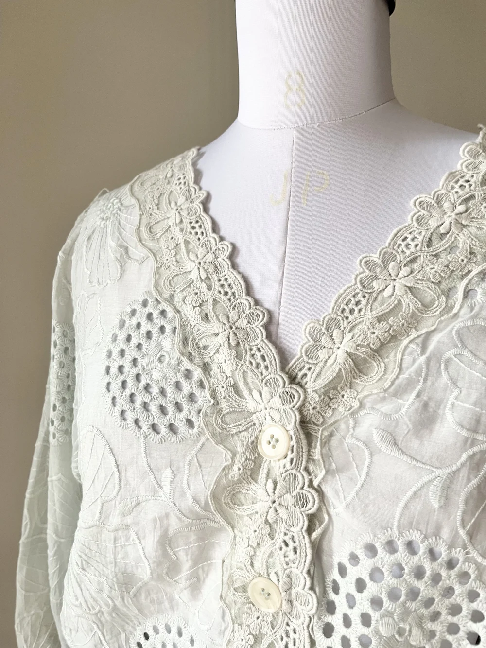 Schiffli lace shirt 